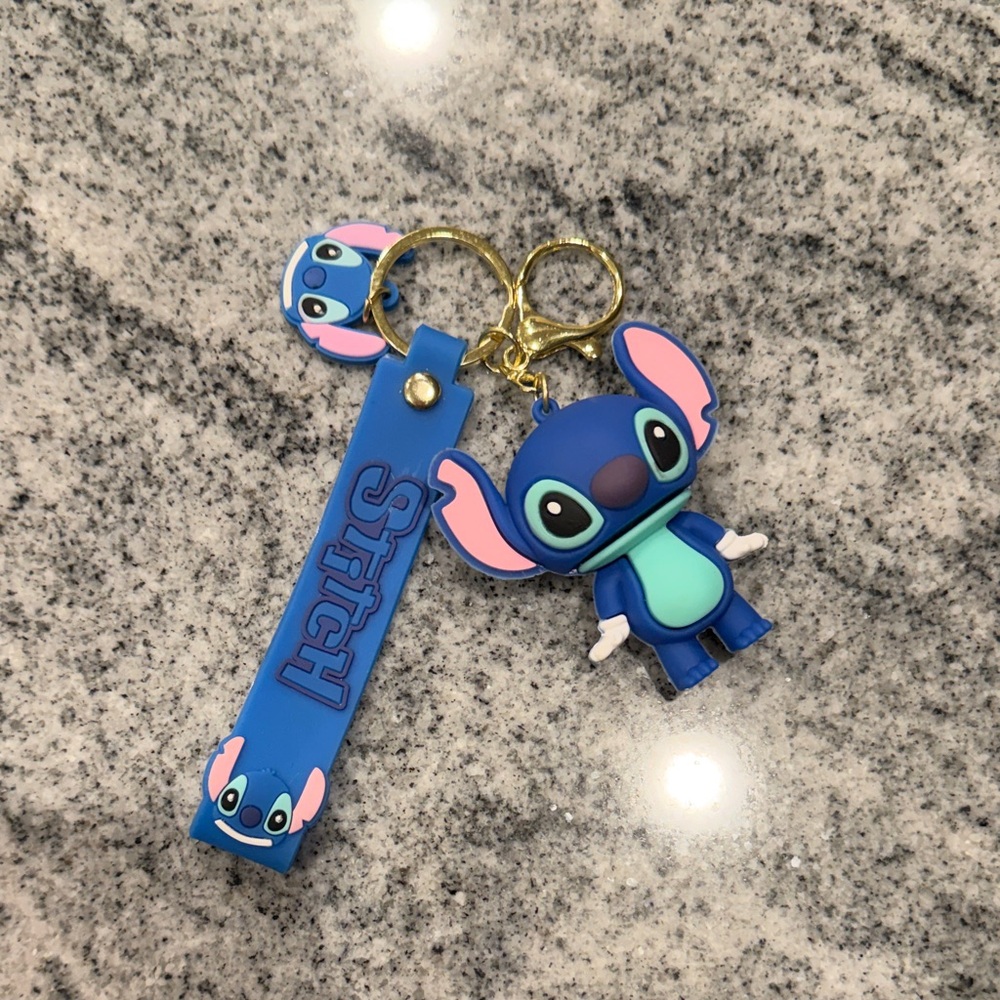 Disney Blue and Pink Stitch Keychain Set